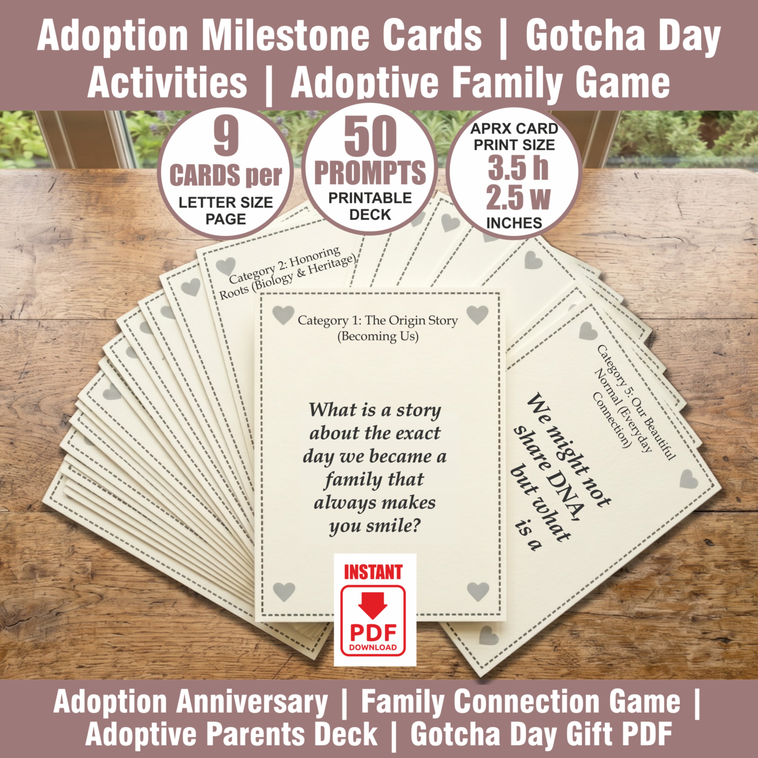 Adoption Milestone Cards | Gotcha Day Activities | Adoptive Family Game Printables